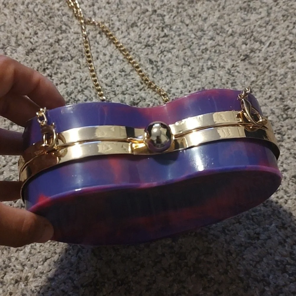 Heart-Shaped Purple and Pink Clutch
